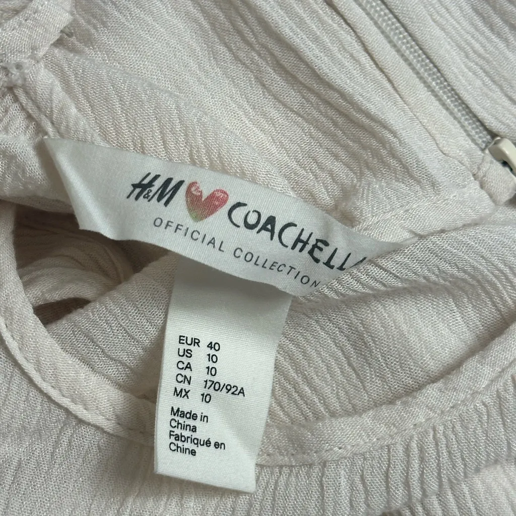 H&M for Coachella Off White Bohemian Festival Gauze Maxi Dress Size 10 - Image 8