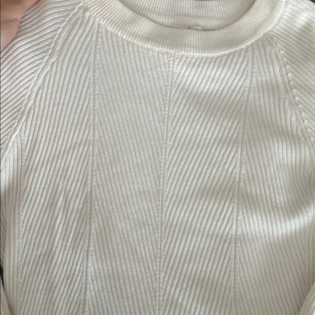 White Ribbed Knit Sweater Garage - Image 2