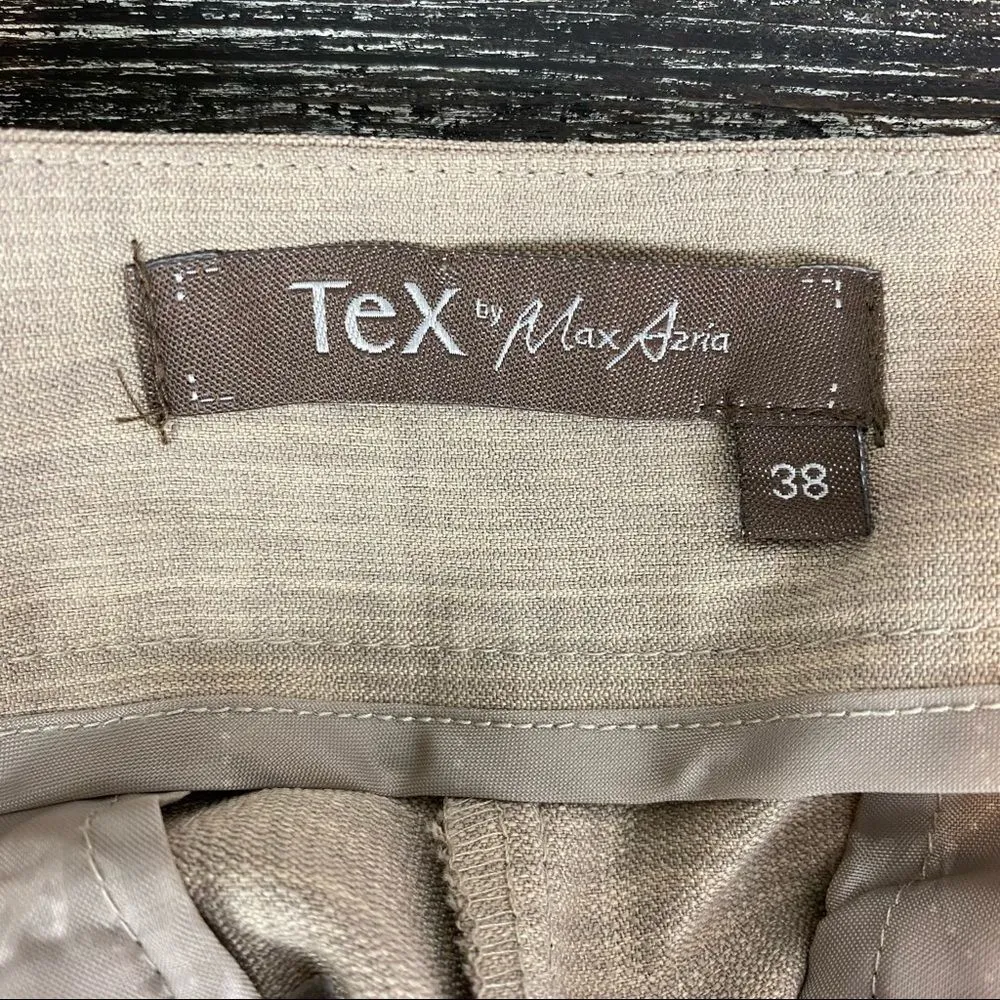 Max Azria TEX Tan Light Weight Wide Leg Trouser Capri Pants 38 Brown - Image 6