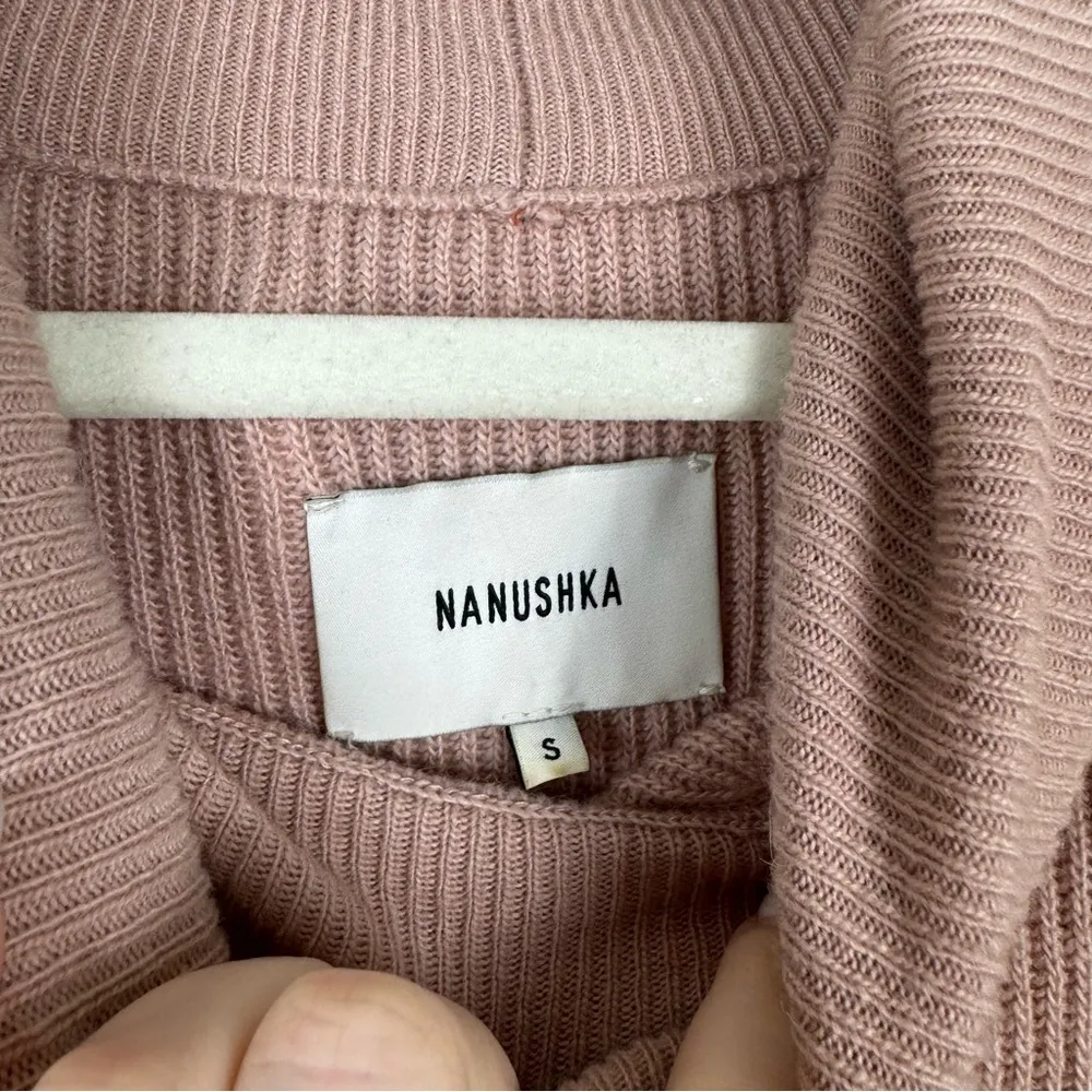 Nanushka Canaan Knit Turtleneck Dress in Apricot Merino Wool Cashmere Angora S Pink - Image 5