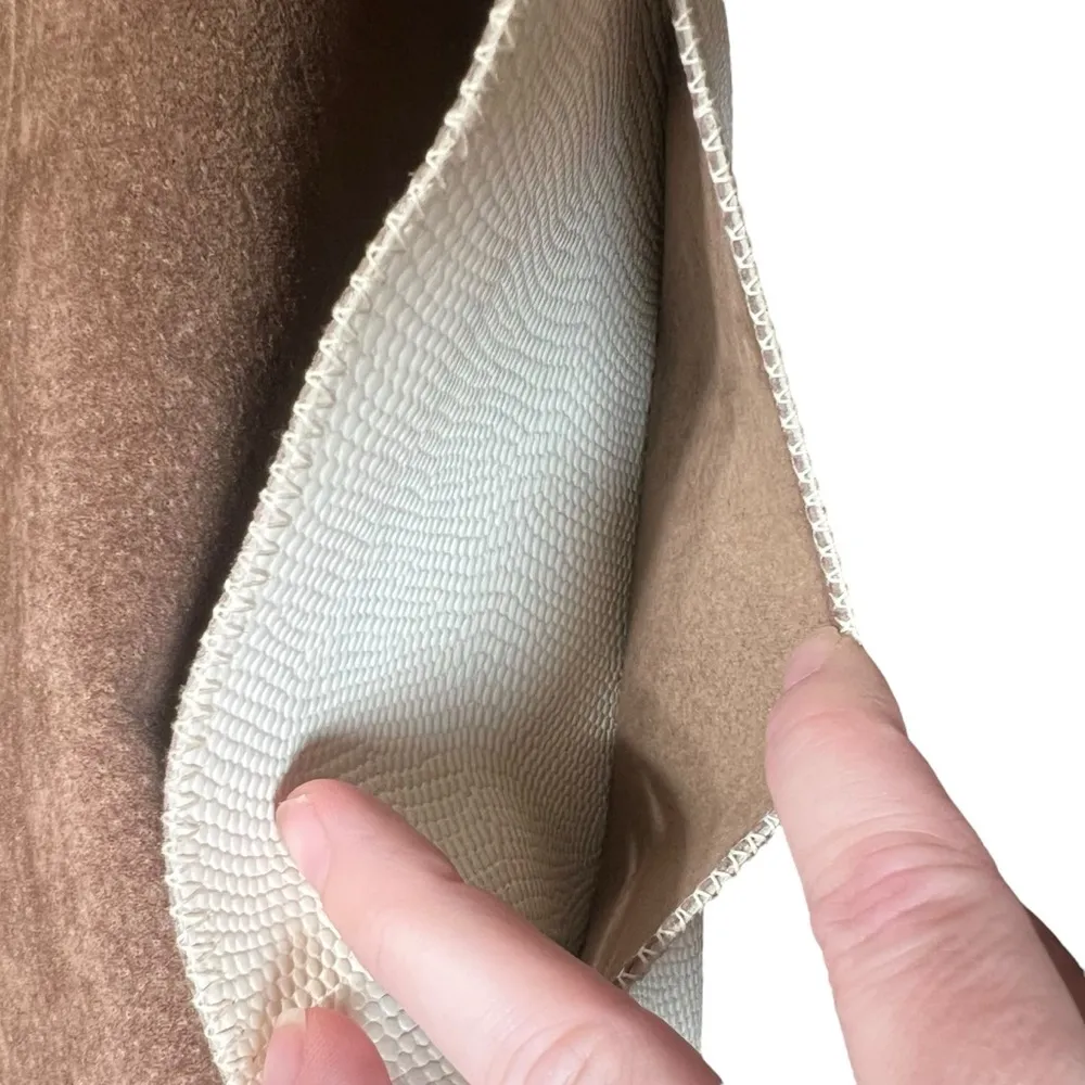 Vintage 1970s Furst & Mooney Snakeskin Clutch Neutral Patchwork Leather Rare Bag Tan - Image 5