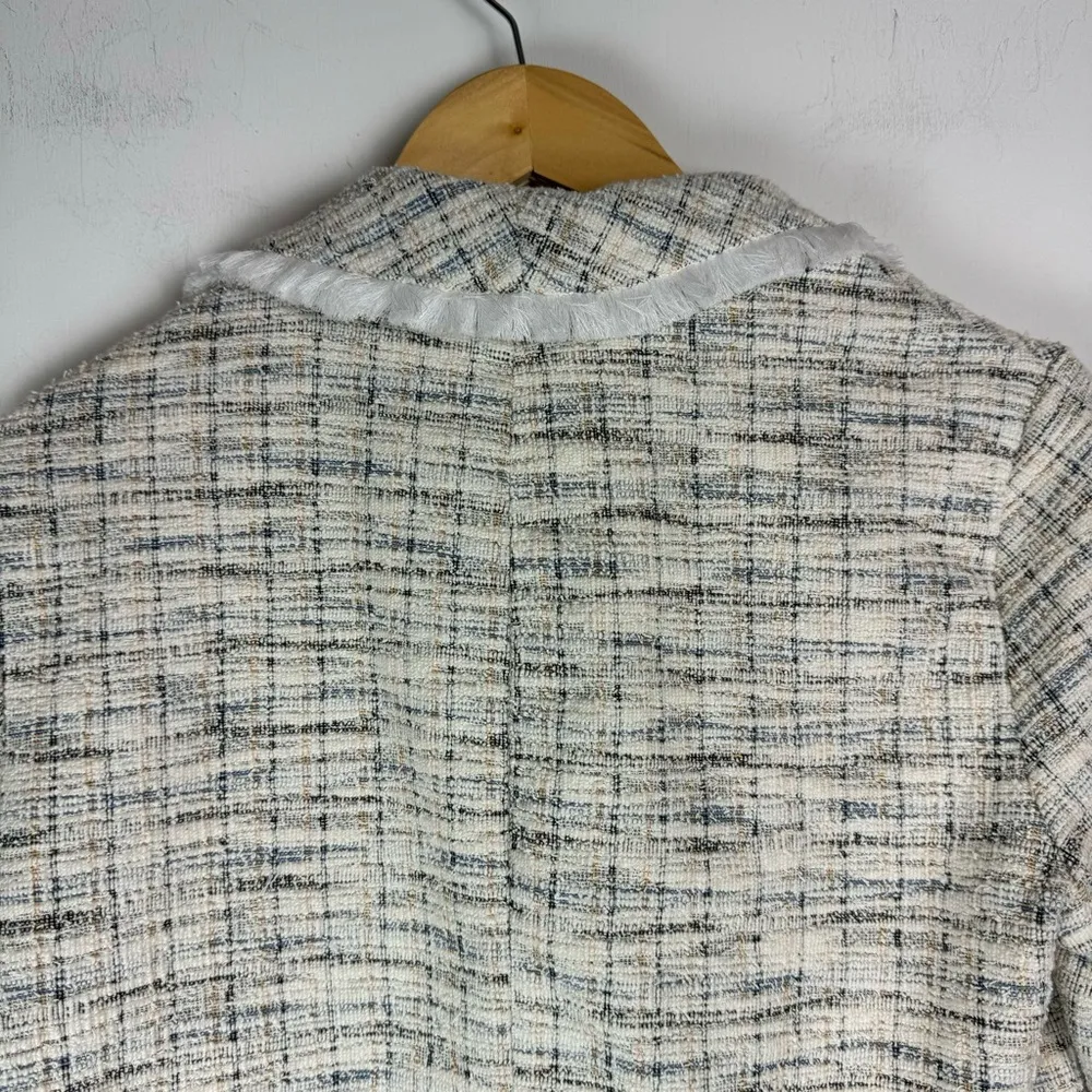 NWT Rachel Zoe Tweed Fringe Open Front Blazer Jacket Sz Medium - Image 11