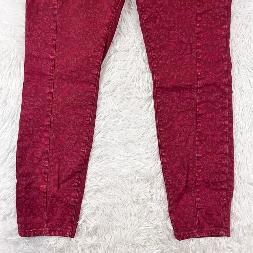 // PILCRO Red Flocked High-Rise Skinny Denim Legging 32 - Image 6