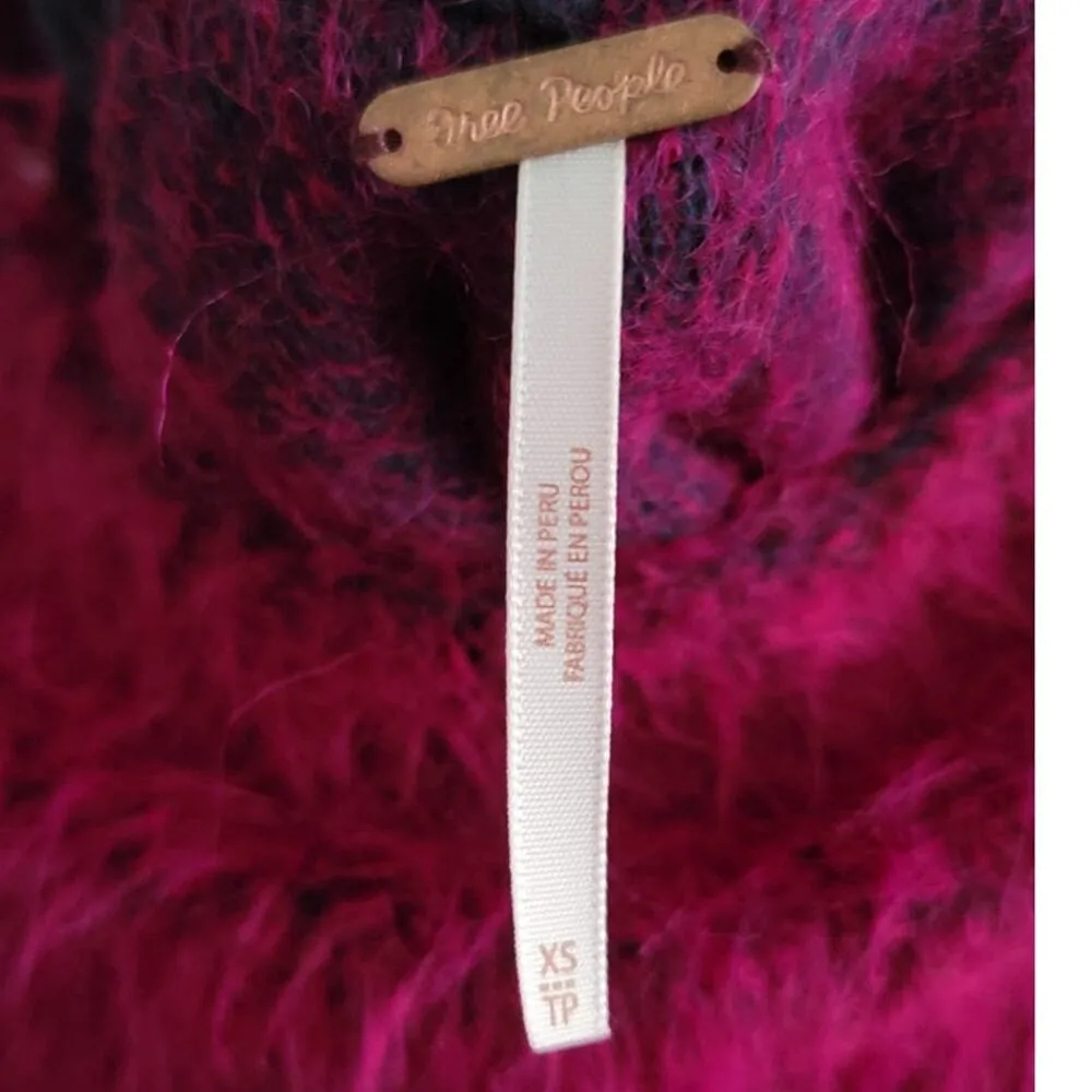 Free People Bon Bon Fuzzy Alpaca Blend Sweater Dress Magenta XS - Image 4