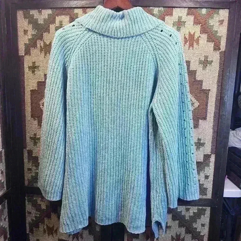 Lane Bryant Woman’s Blue Texture Knit Cowl Neck Sweater Size 22/24 - Image 4