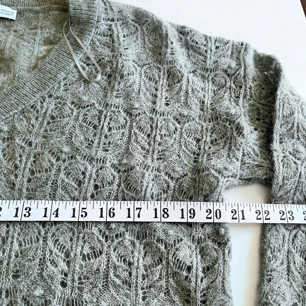 ZARA POINTELLE OPEN KNIT SWEATER Oversized Green Marl XS/S. NWT - Image 9