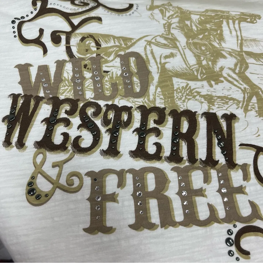 Ariat baseball tee womens eyelet sleeves bling studded cowgirl top xxl y2k - Image 10