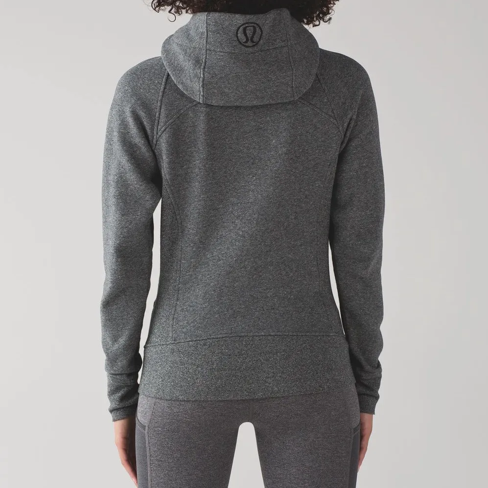 Lululemon Scuba Hoodie Light Cotton Fleece Heathered Speckled Black Gray Size 8 - Image 4