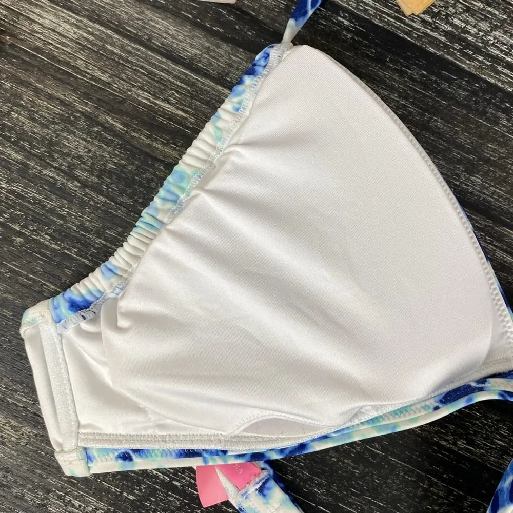 Victoria’s Secret Blue & White Print Ruffle 2 Piece Bikini Swim Set M/L - Image 3