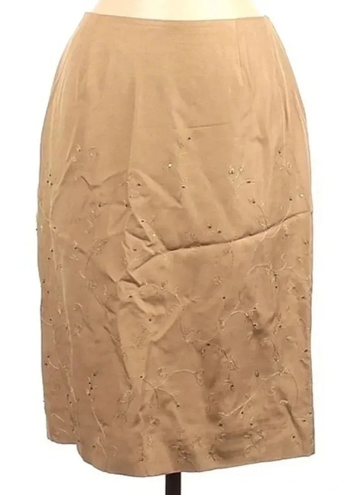 Dana Buchman Chic Wool Silk Skirt Beaded Embroidered & Sequin Accents Size 6 - Image 1
