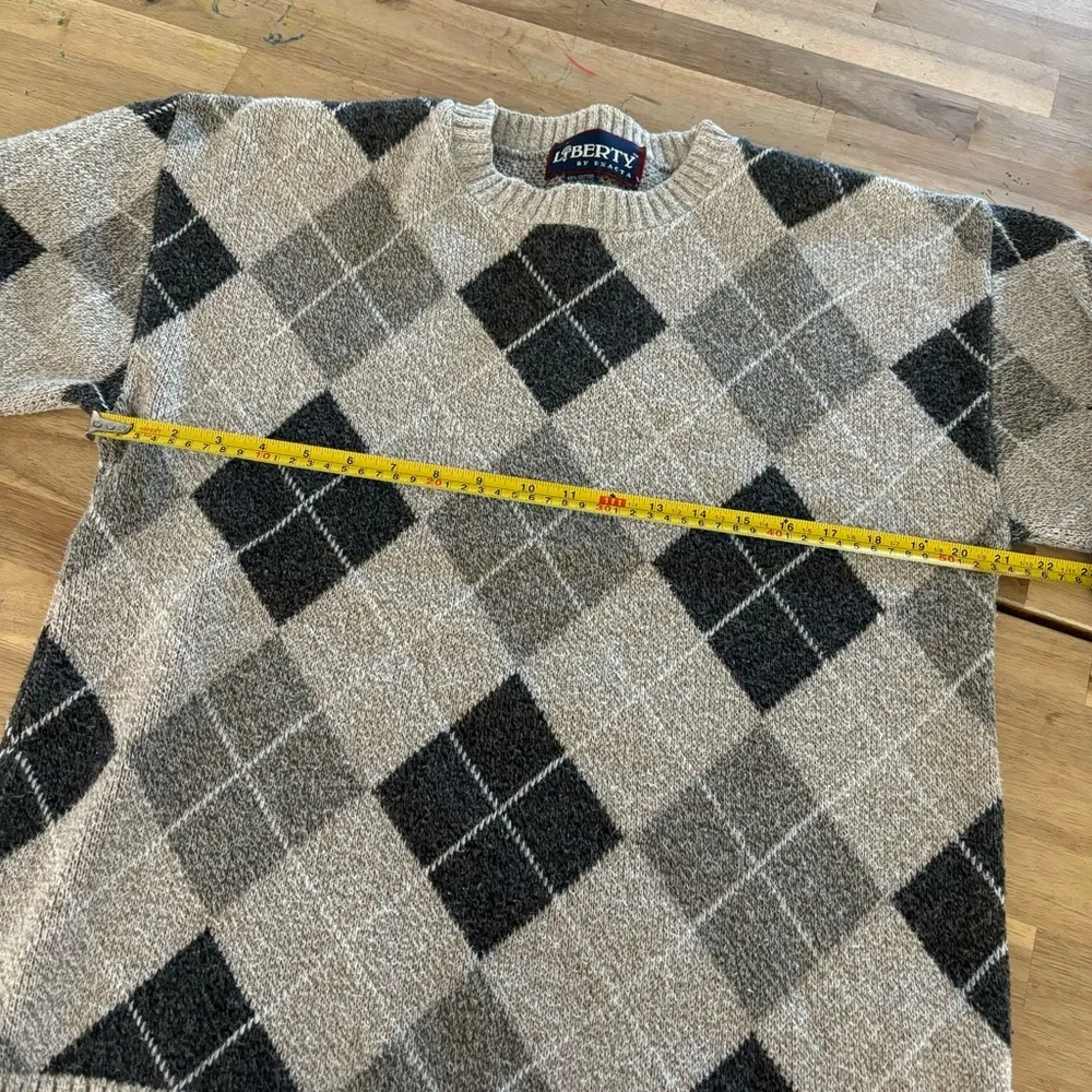 Vintage Liberty Beige & Black Argyle Sweater L Size L - Image 3