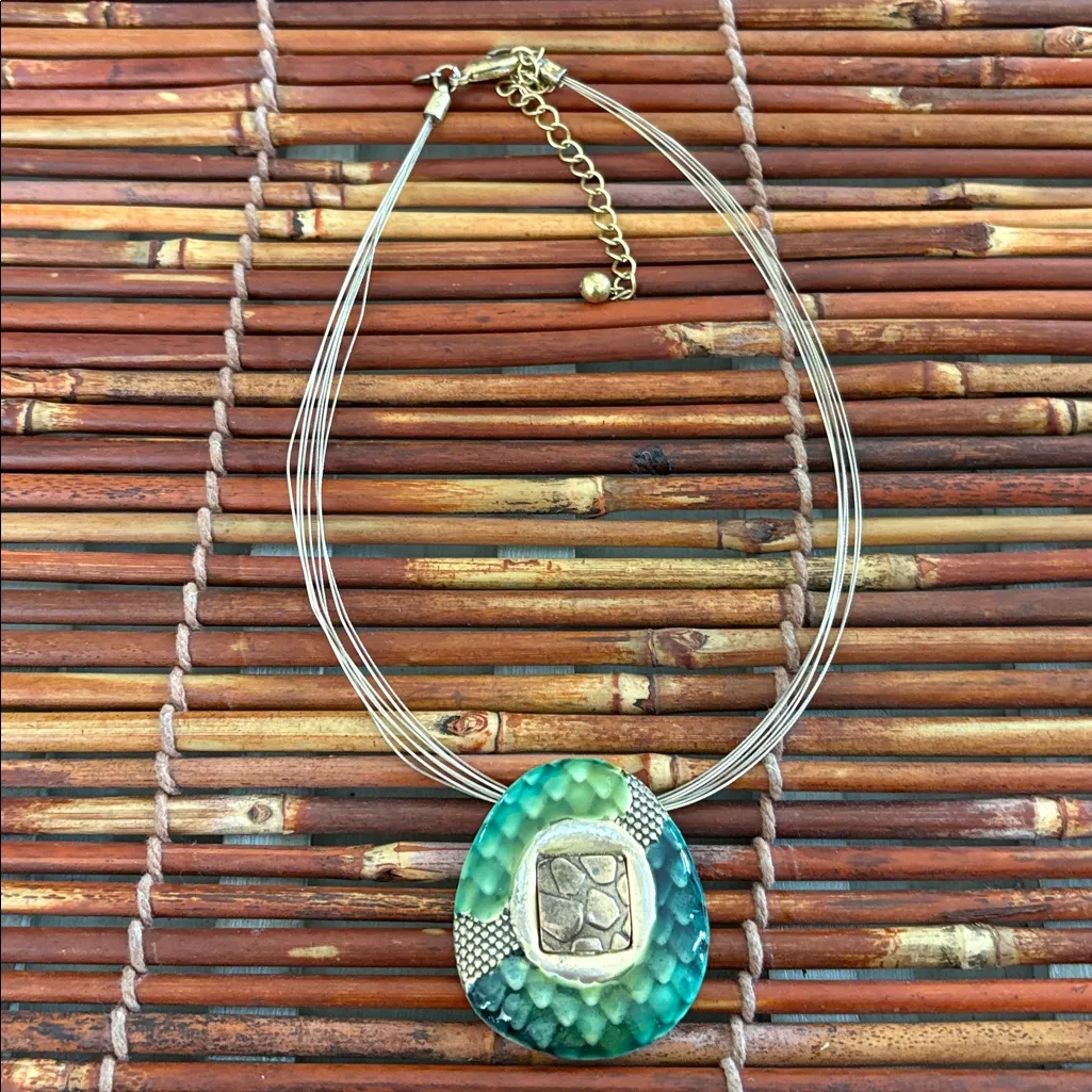 Chico's Emerald and Bronze Statement Necklace 16”-20” - Image 3