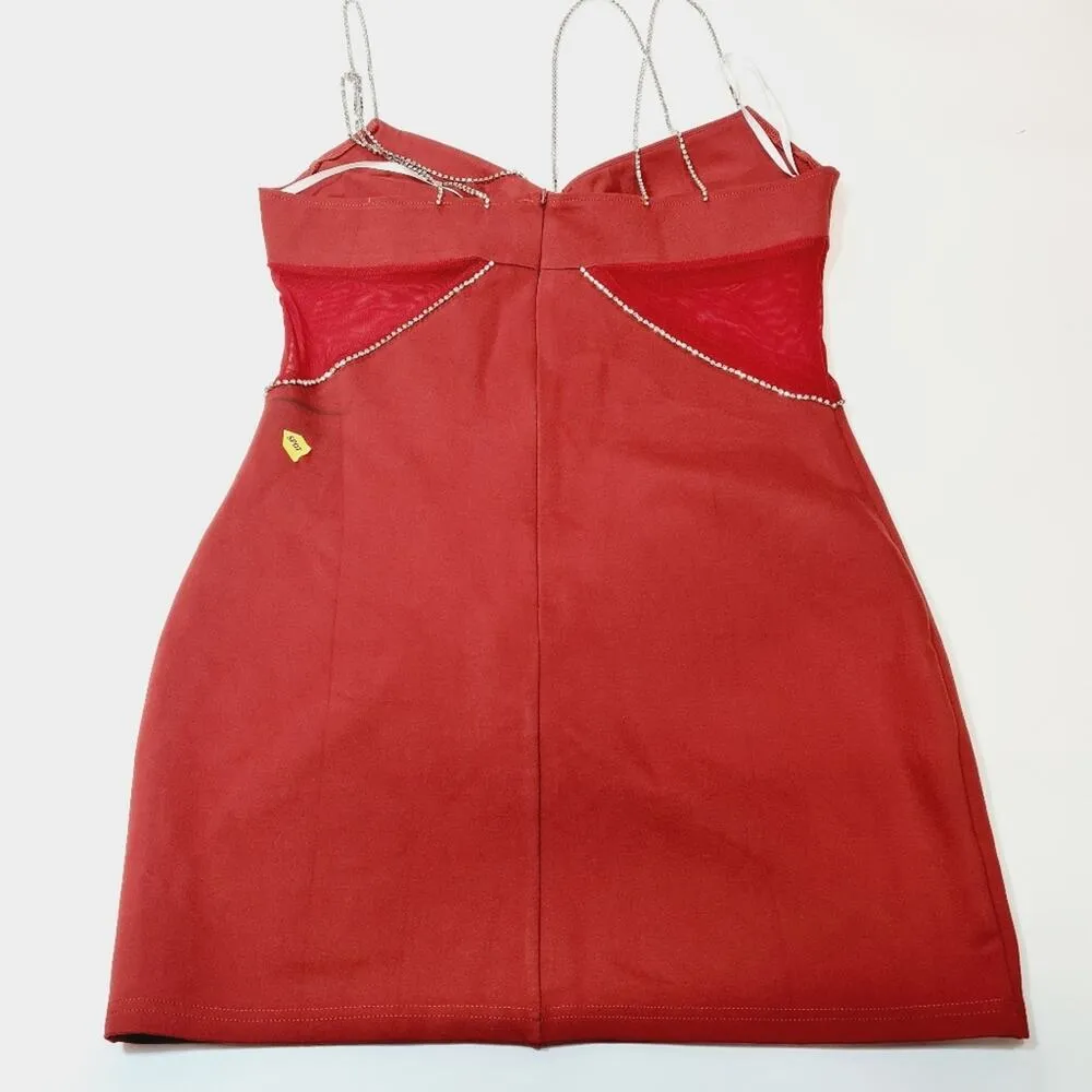 Superdown Jaxie Diamond Mini Dress in Rust XL - Image 15