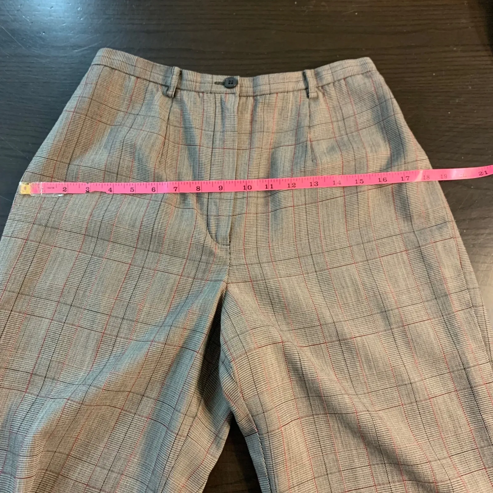 VTG CARLISLE Plaid Wool Blend Retro Trouser 8 Gray Red Classic Career Pants READ - Image 7