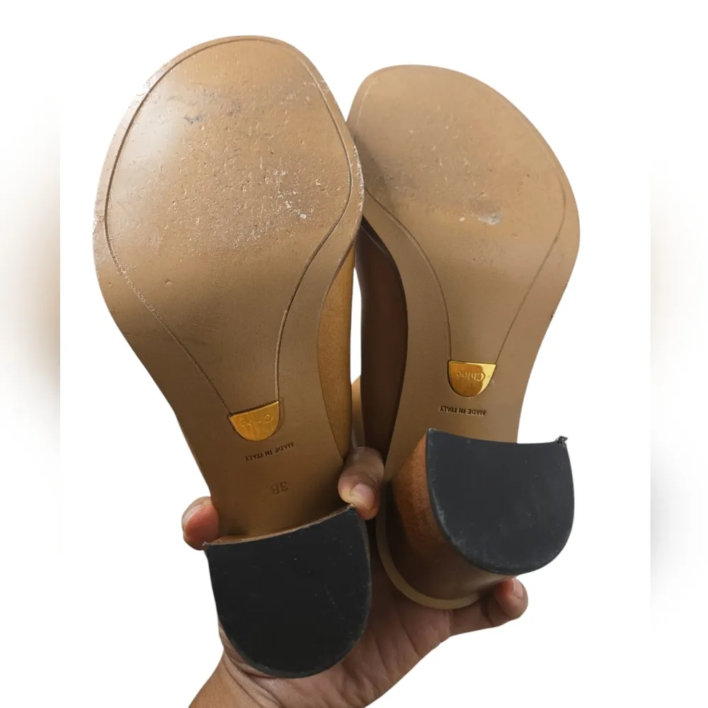 Chloe Brown Leather Ankle Length Boots Size 38 - Image 6