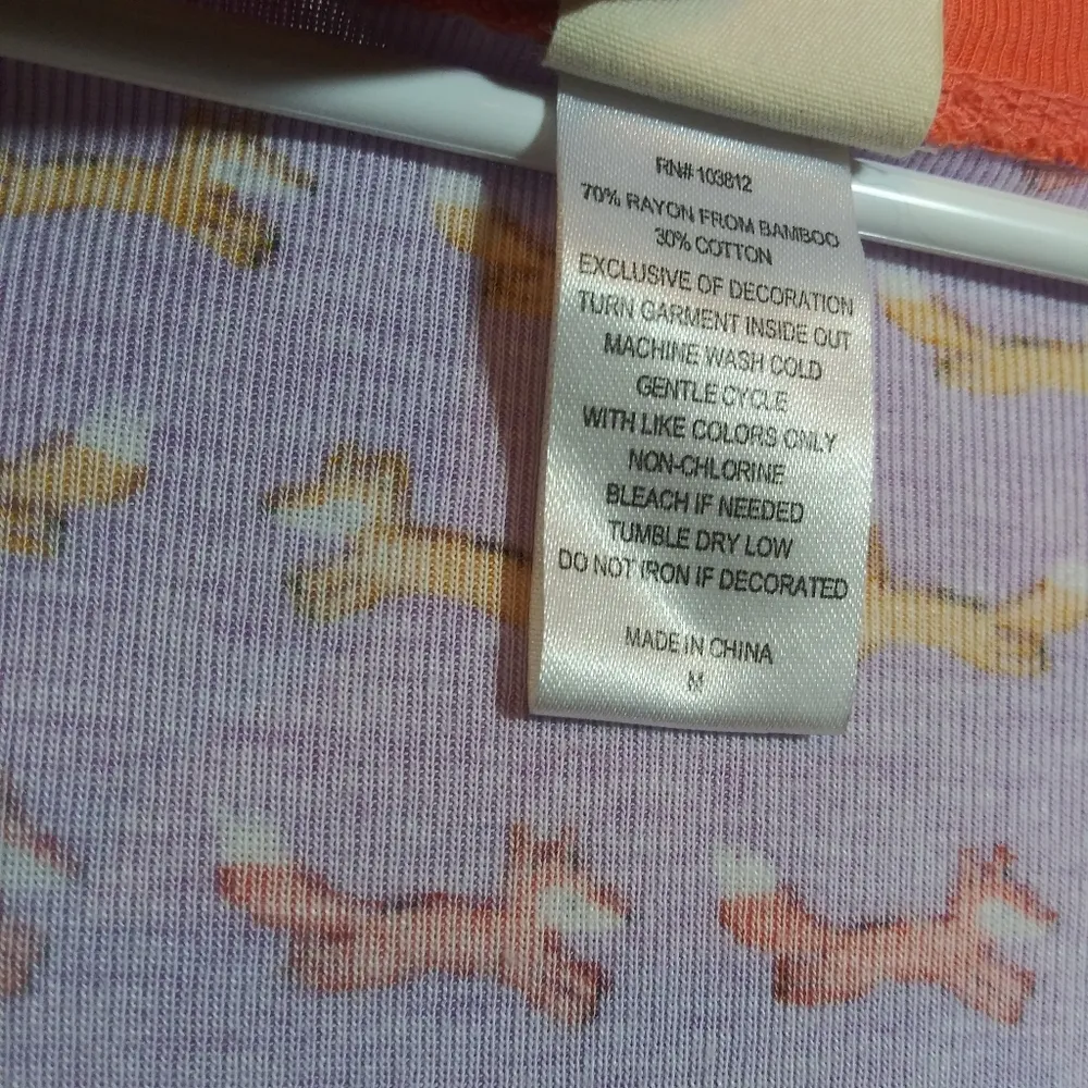 Munki Munki Purple Orange Fox Print  Women's Sleep Shirt Novelty Natural Sz M - Image 5