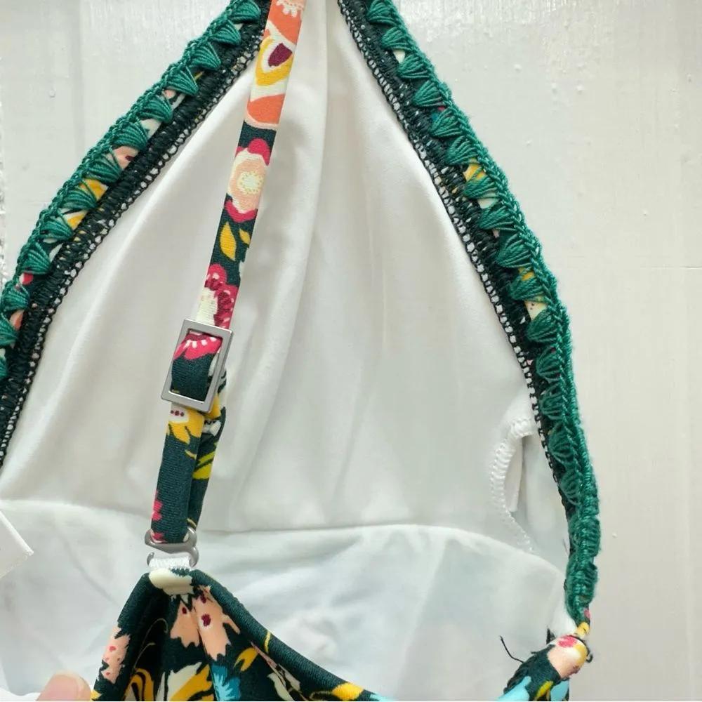 NWOT LOFT beach‎ dark teal bright floral 1 one piece swimsuit women's 6 - Image 7