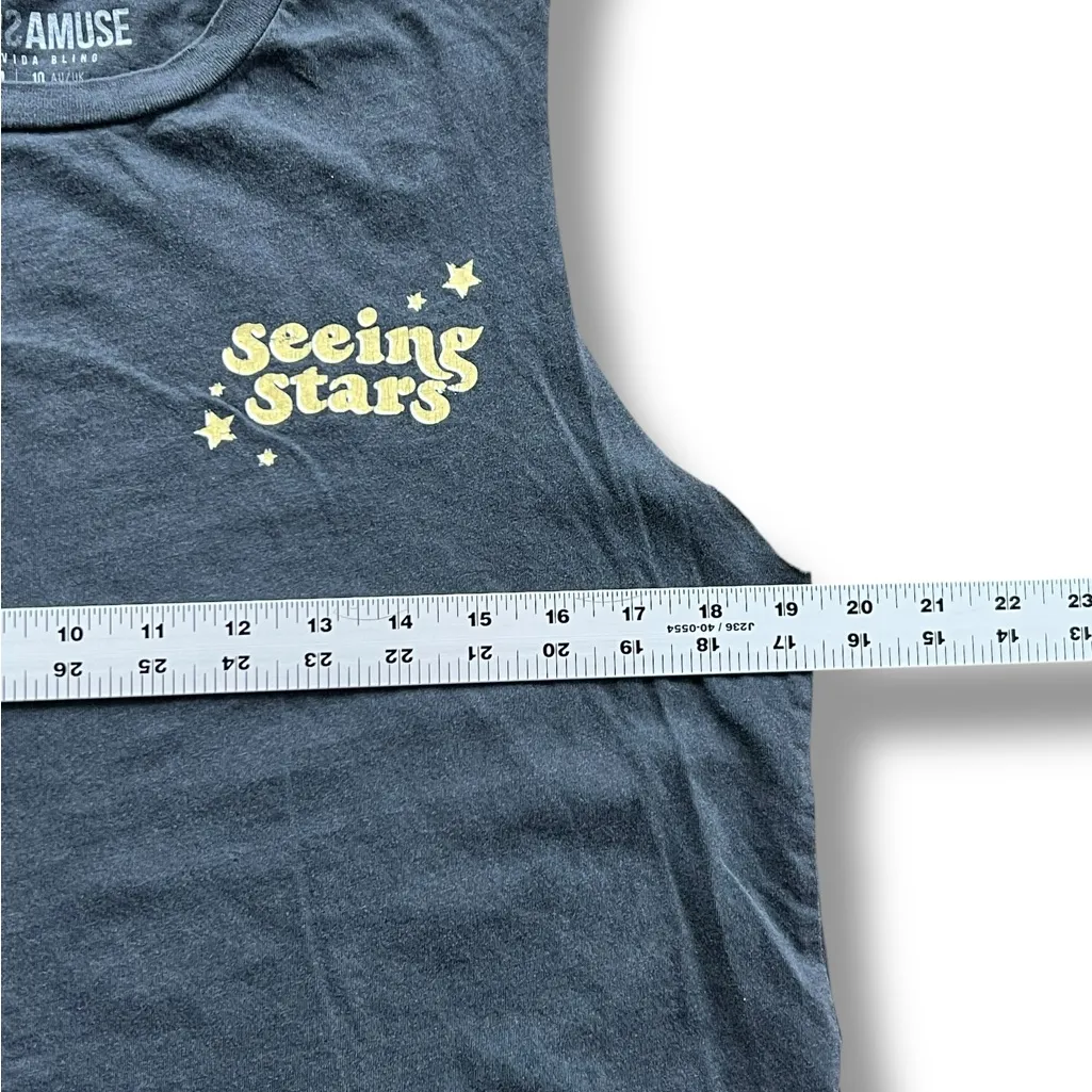 Amuse Society Women’s Gray Yellow Graphic Print Tank Top Seeing Stars M Med - Image 4