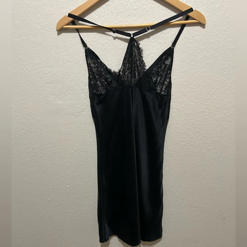 Vintage Palmers Privee Silk Lace Slip Dress Size Small Black - Image 4