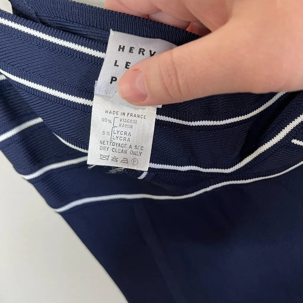 Herve Leger 90s Navy Blue Bandeau Top Stretch Bodycon Maxi Dress S - Image 4