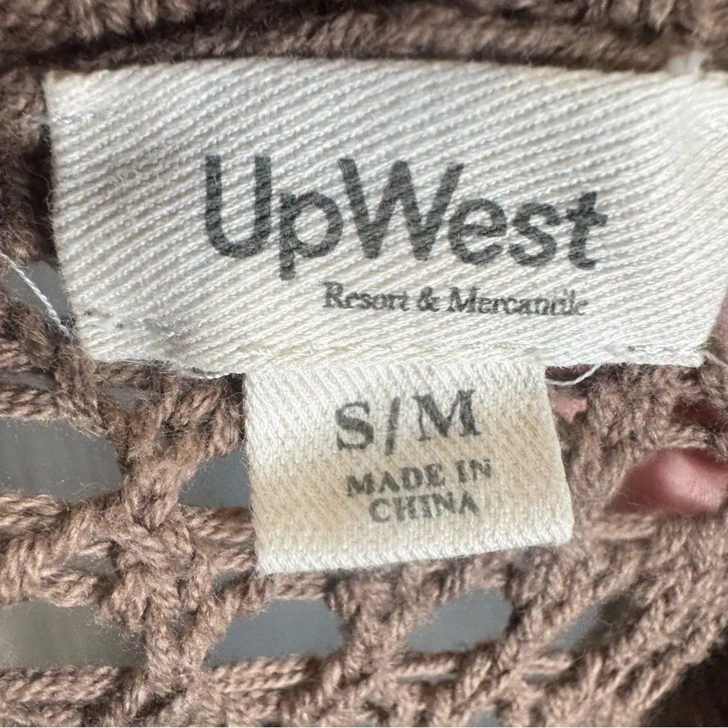 UpWest mocha open knit long line cardigan size small medium Tan - Image 4