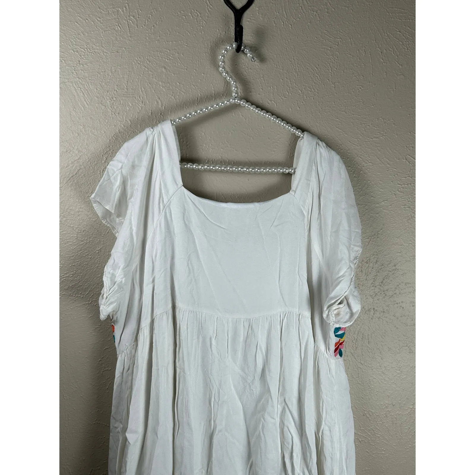Savanna Jane Size 2X Top Babydoll Embroidered Flowy Loose Fit Cute Preppy Shirt White - Image 9