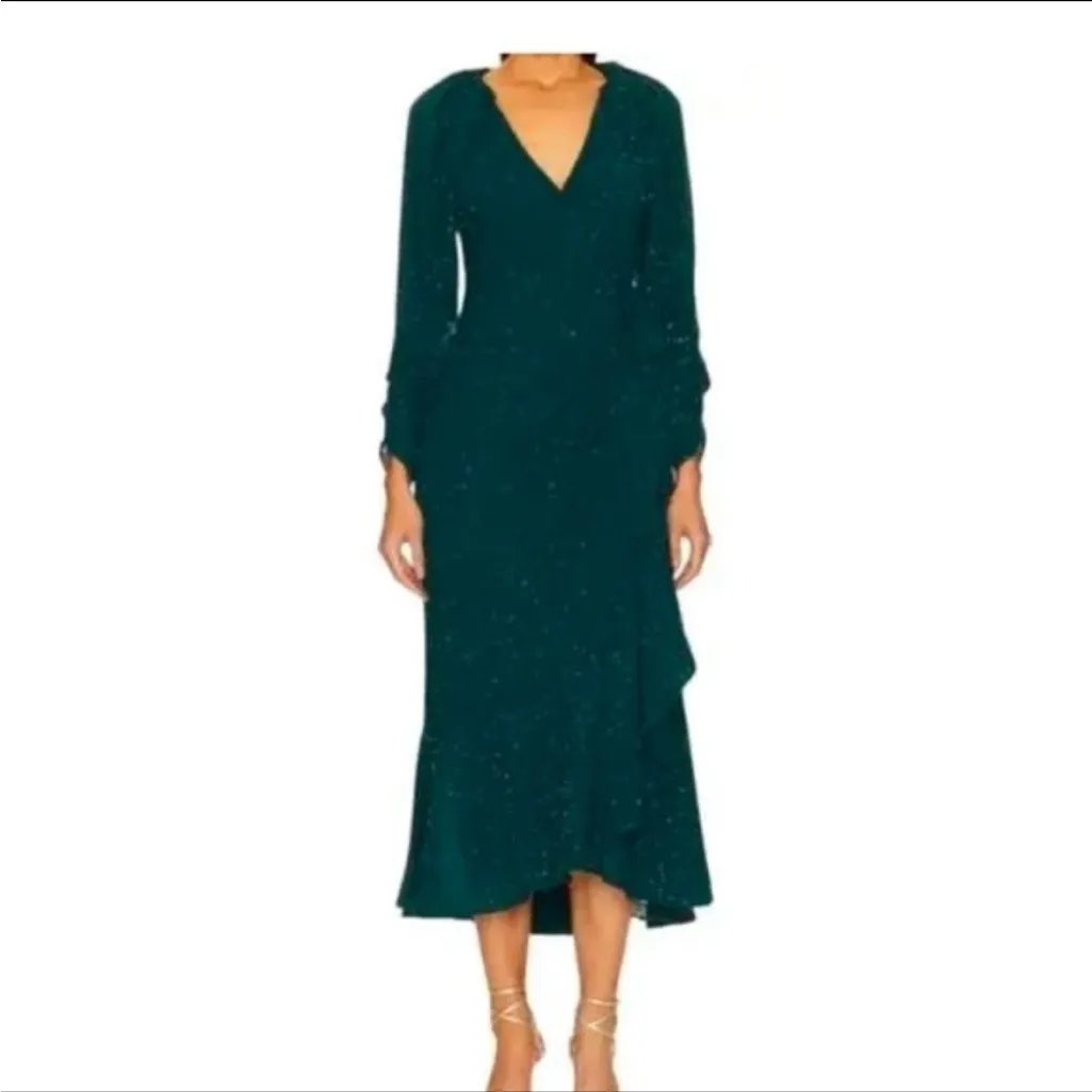ASTR the Label NWT Zeneida green wrap metallic dress, s, 🎄festive, holiday - Image 2