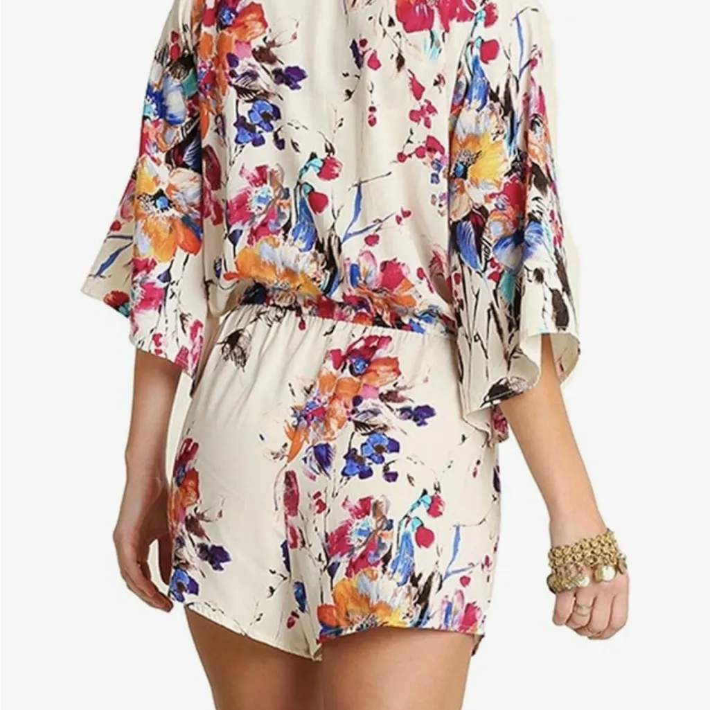 Umgee Medium floral Print Romper with Bell Sleeves - Image 2
