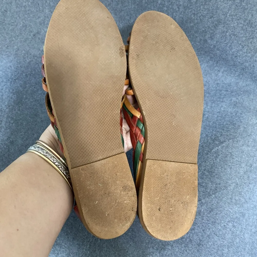 Vintage Woodbridge Genuine Leather Upper Women Sz 8 Multicolor Flat Sandal - Image 6