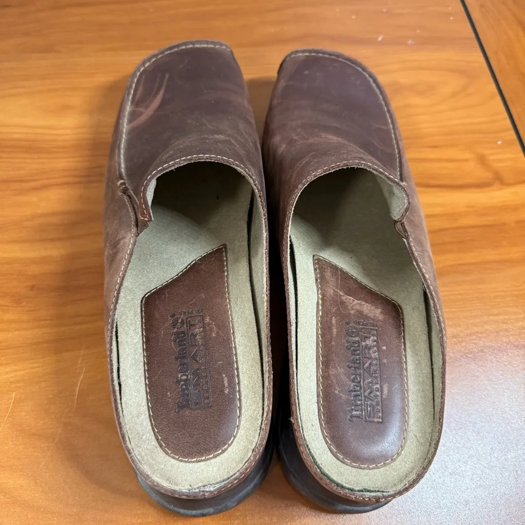Timberland Slip‎ On Loafer Mule Brown Leather Western Casual Comfort Neutral - Image 7
