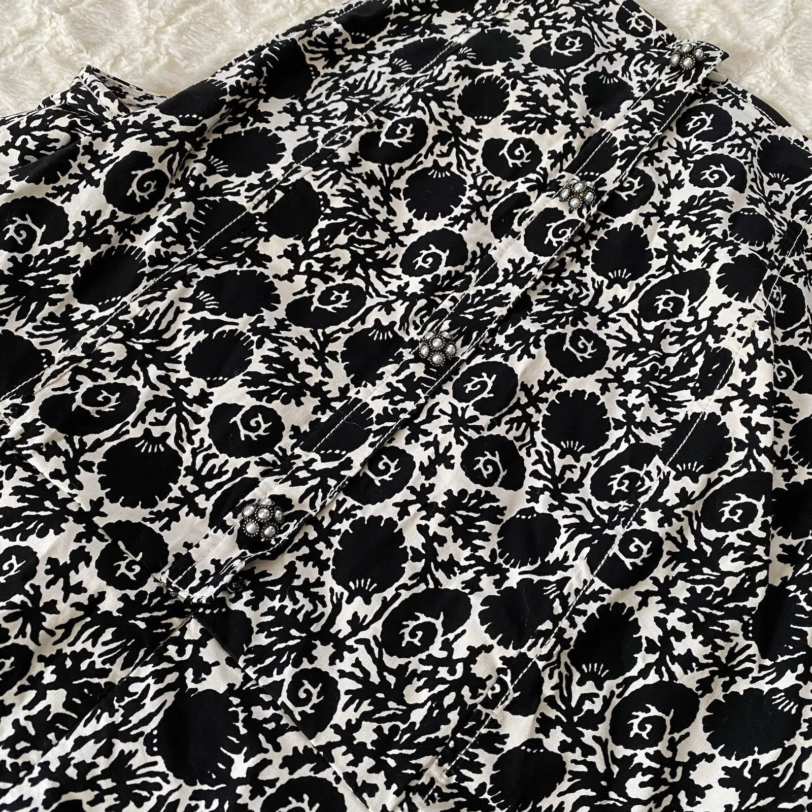 Maeve Anthropologie Black & White Sheath Dress Seashell Print Knee Length XL - Image 6