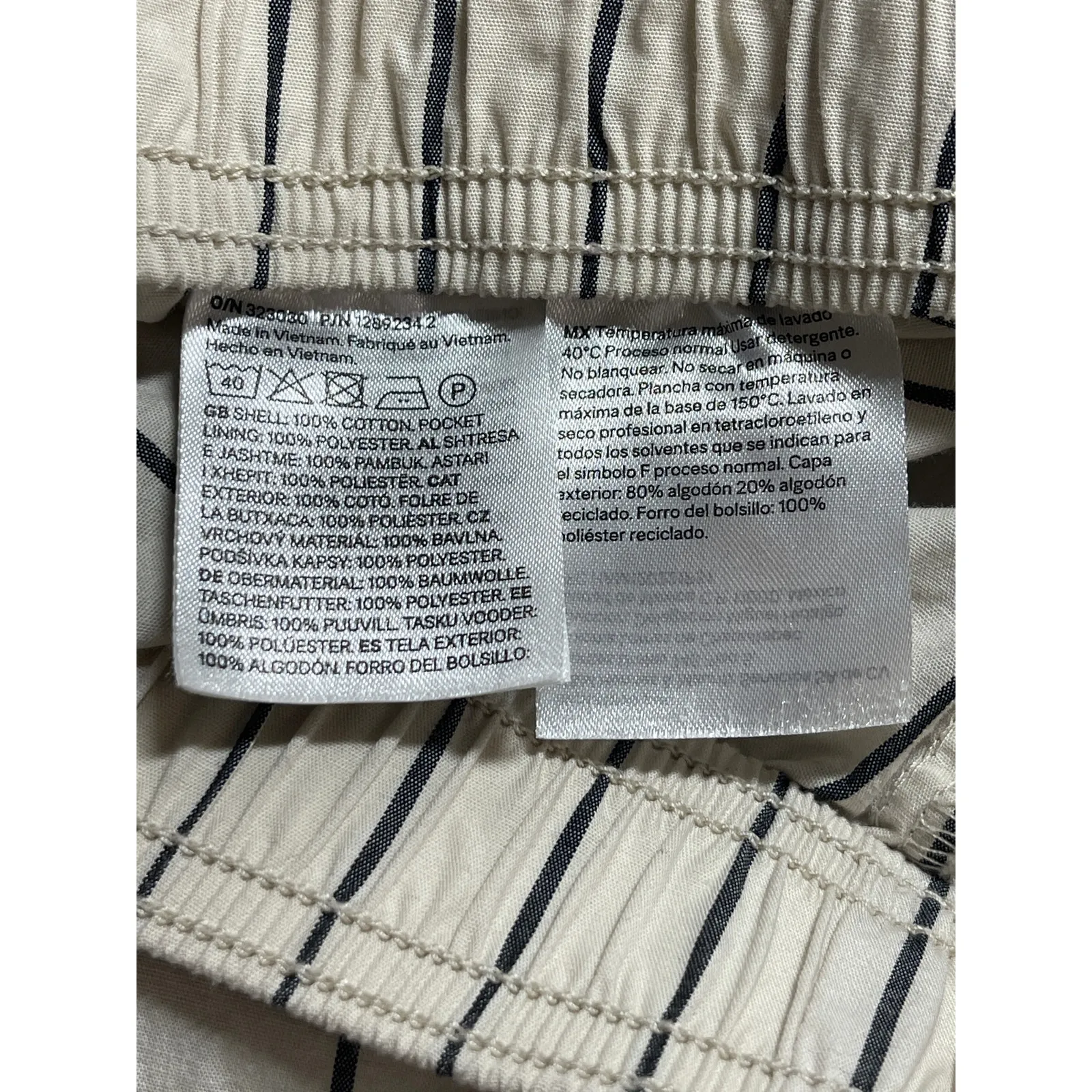 H&M Women's White Striped Elastic High Waist Palazzo Wide Leg Trousers Pants M - Image 4