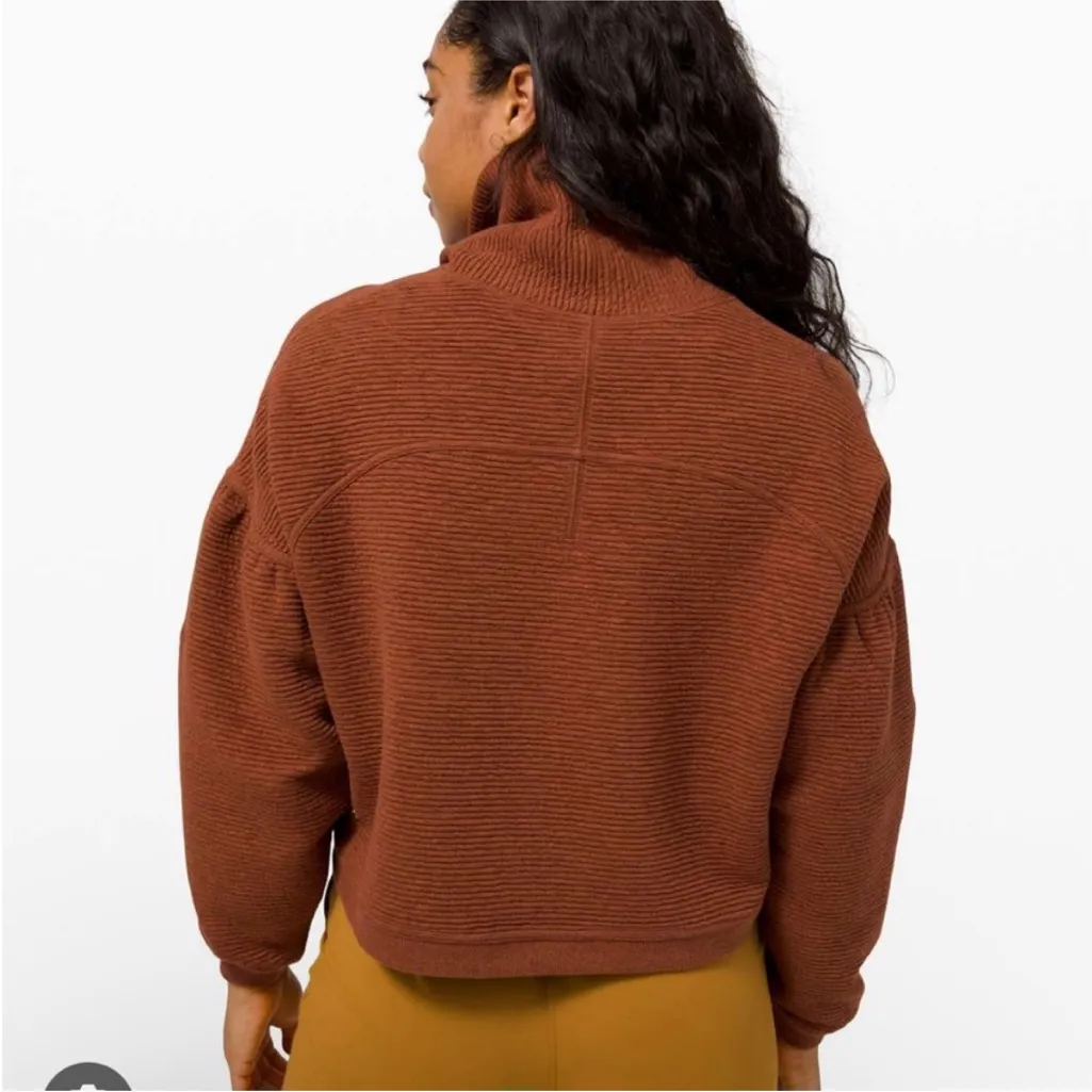 Lululemon peaceful moments pullover turtleneck textured sweater in rust - Image 2