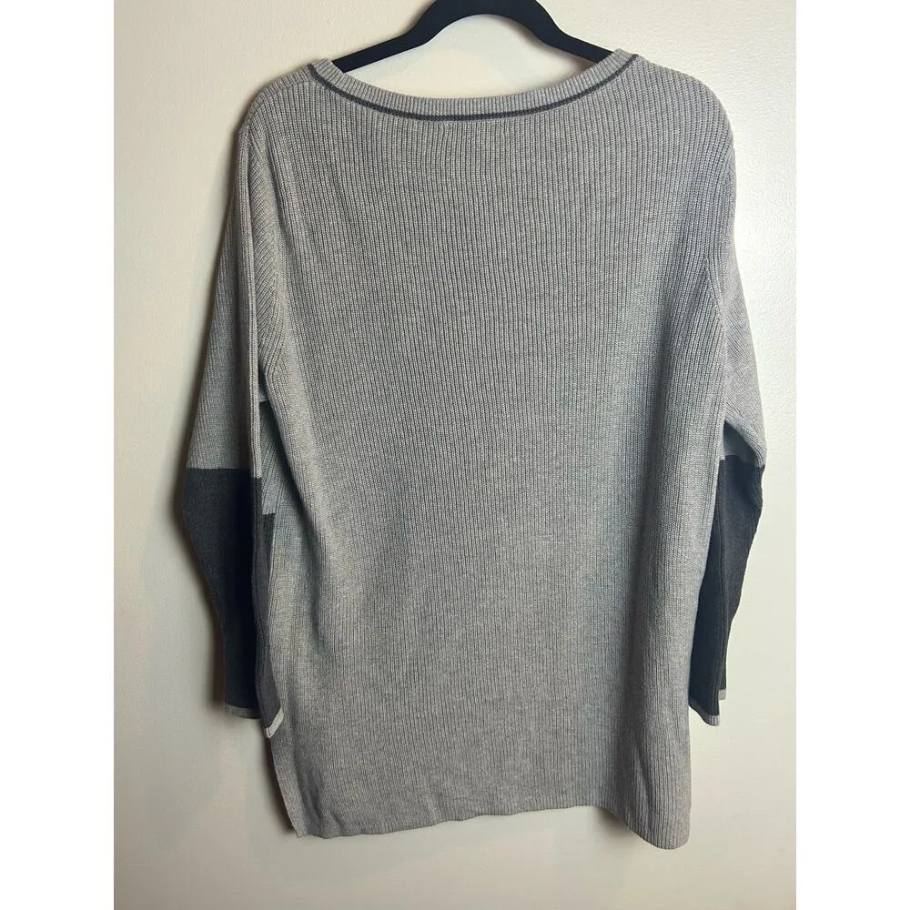 Lands End Knit Tunic Sweater Size Large L Scroop Neck Gray Slate Gray Classic - Image 6