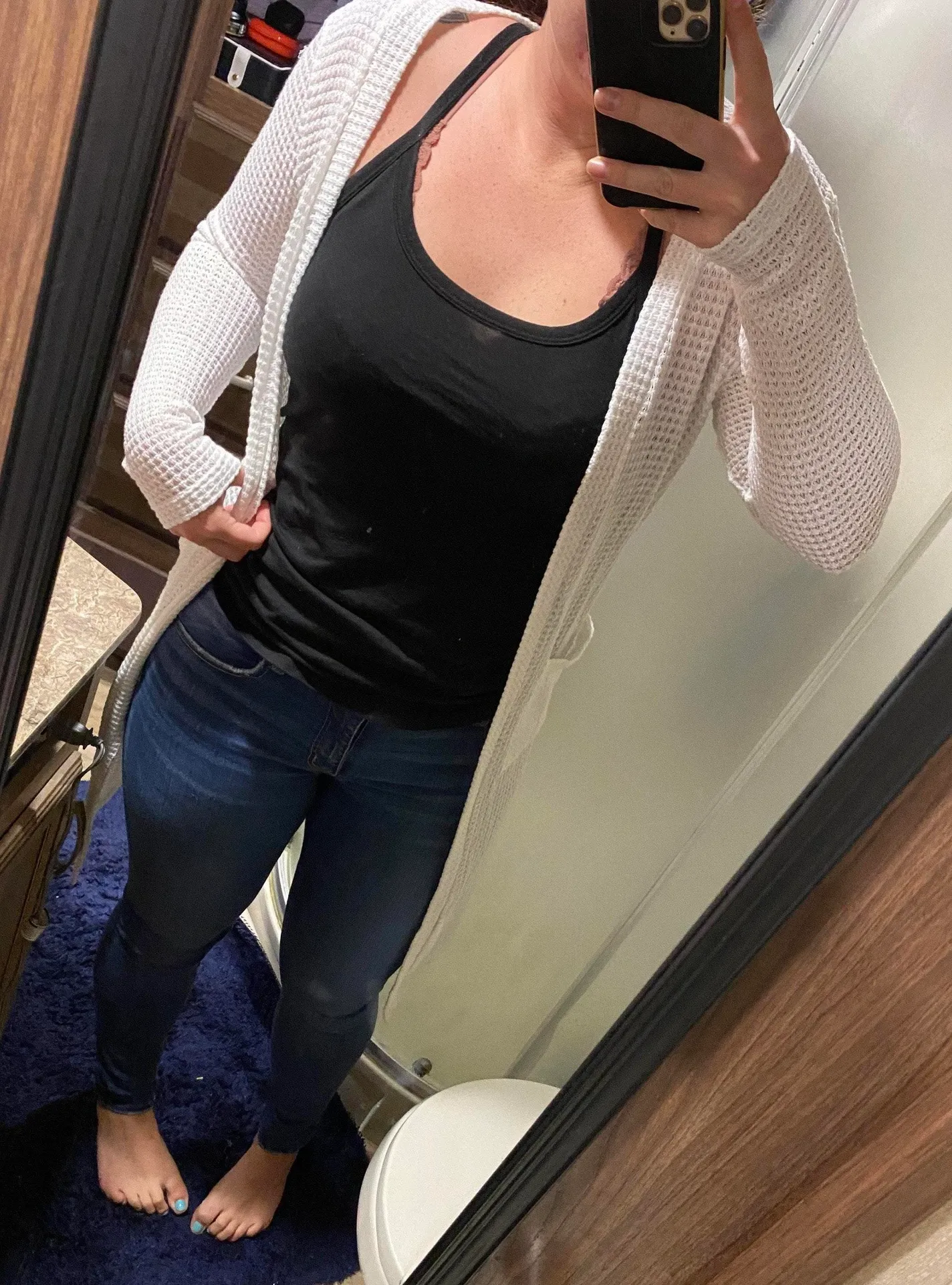 Boutique White Waffle Cardigan - Image 2