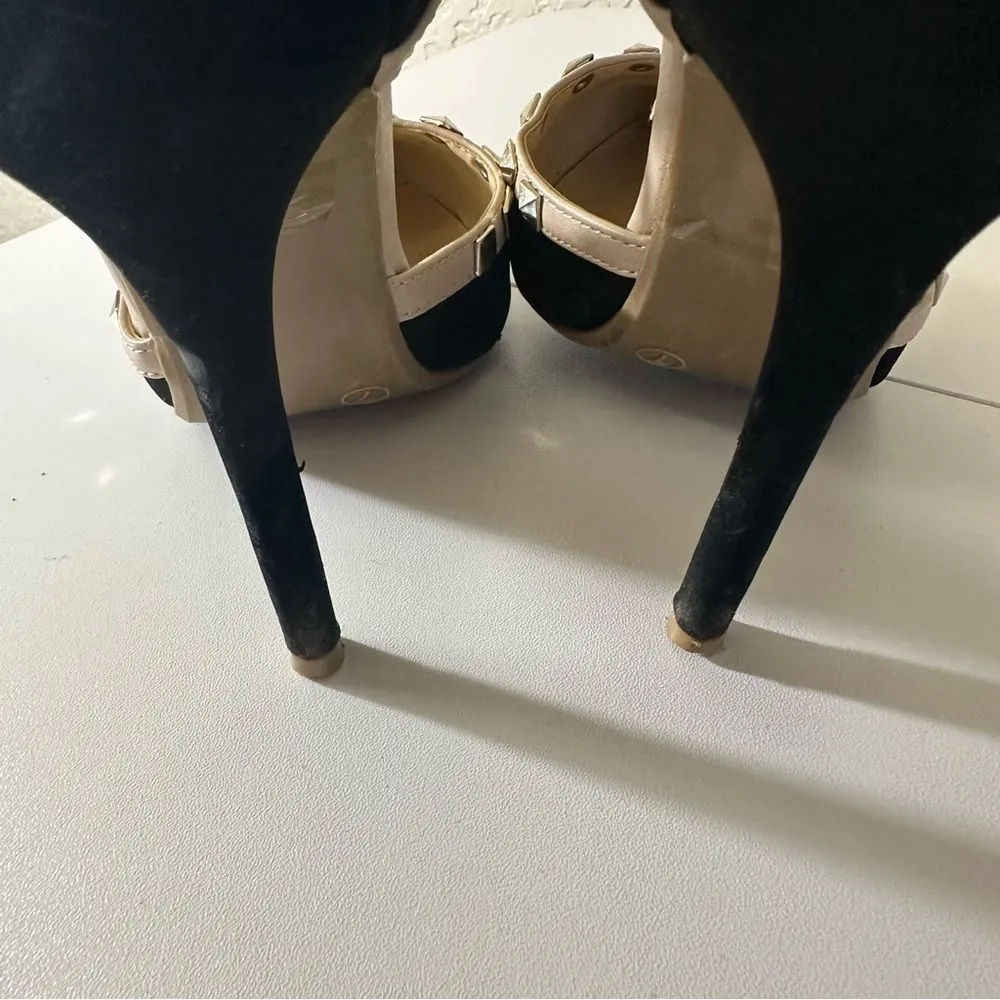 Wild Diva ADORA-64 Sexy Studded Stilletto Heels Black and Tan‎ Size 7 - Image 9