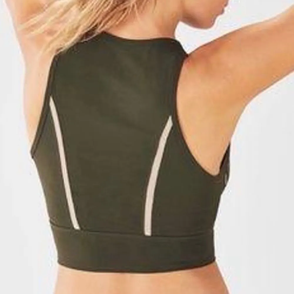 Fabletics Olive Green Antonia Midi Sports Bra Size S - Image 2