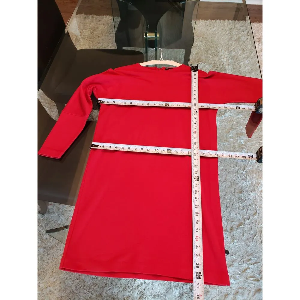 Liz Claiborne Sheath Dress Womens M Red Knit Raglan Sleeve Round Neck Back Zip - Image 8