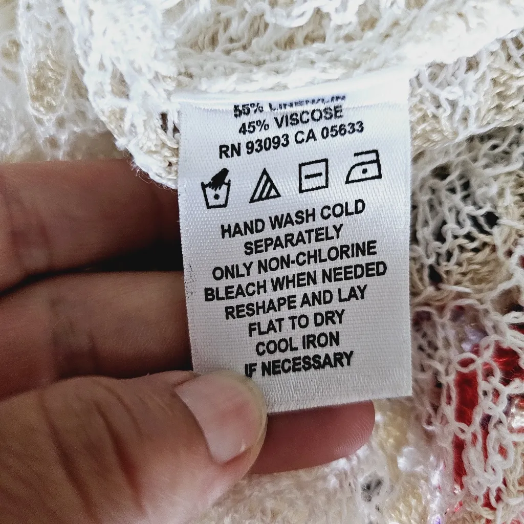 Nic & Zoe Ivory Batwing Open Weave Crochet Sweater Size XS Feminine Sheer - Image 7