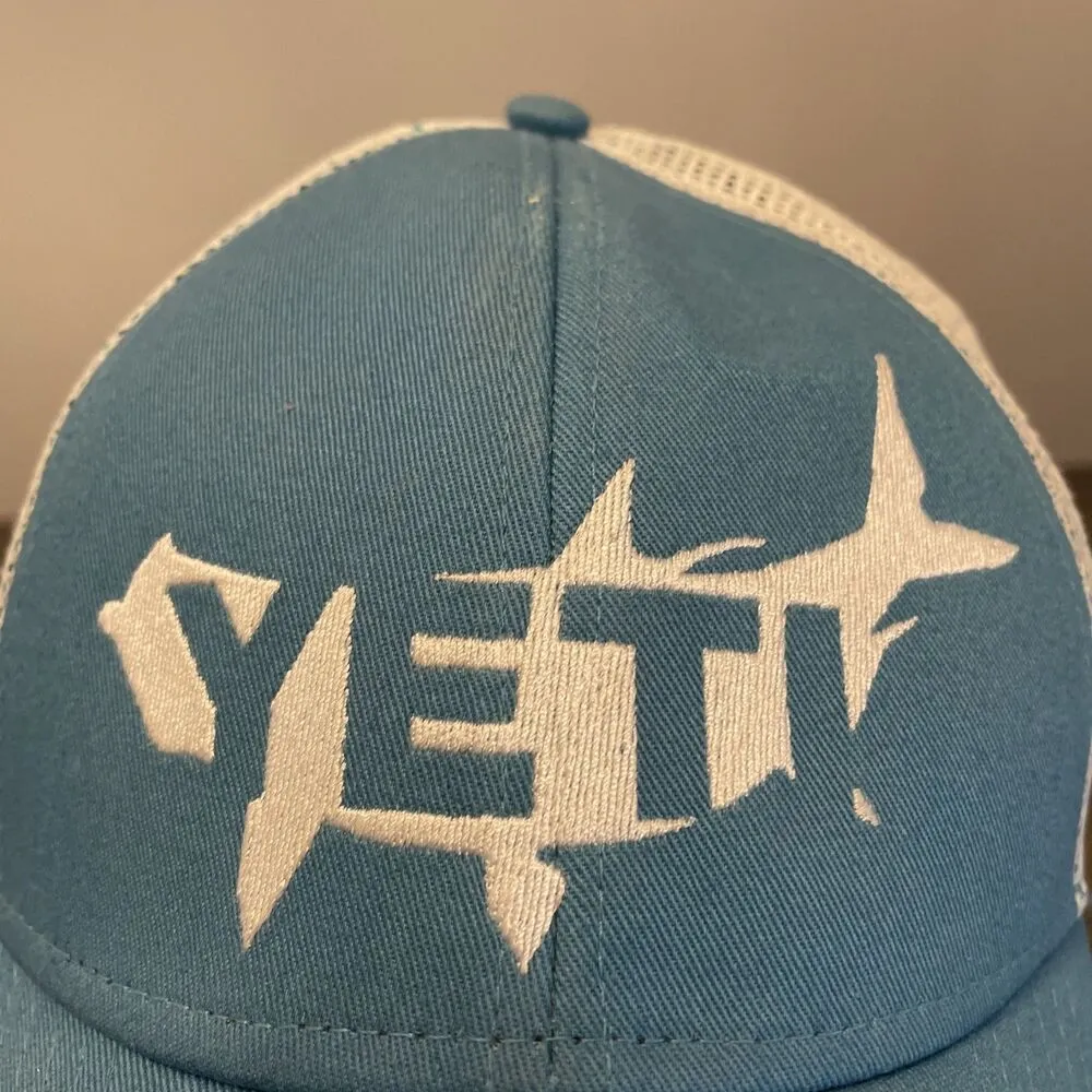 YETI Tarpon Fish Trucker Hat Baseball Cap Light Blue Teal SnapBack Mesh Fishing - Image 2