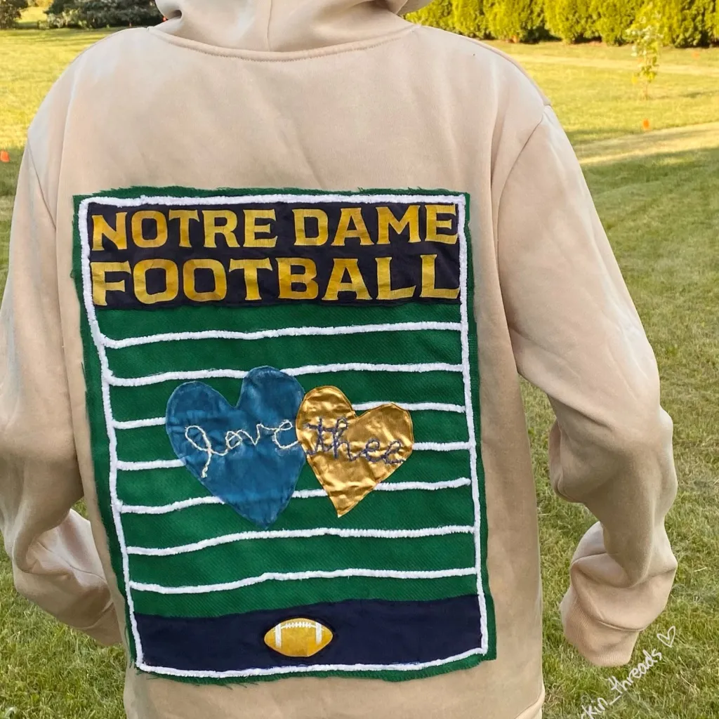 University of Notre Dame reworked Football field helmet hoodie Yellow Size M - Image 4