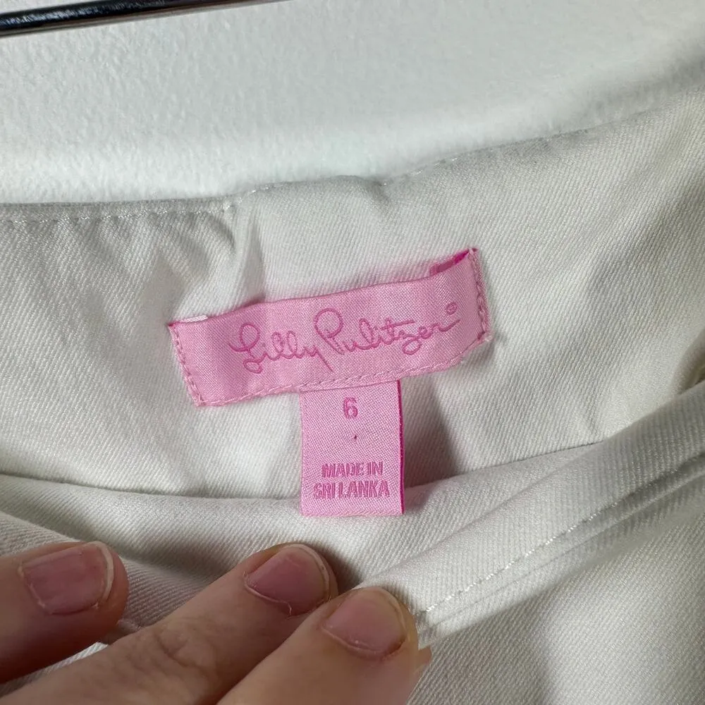 Lilly Pulitzer Hepburn Cigarette Pant Women 6 White Style 63423 Coastal Preppy - Image 7