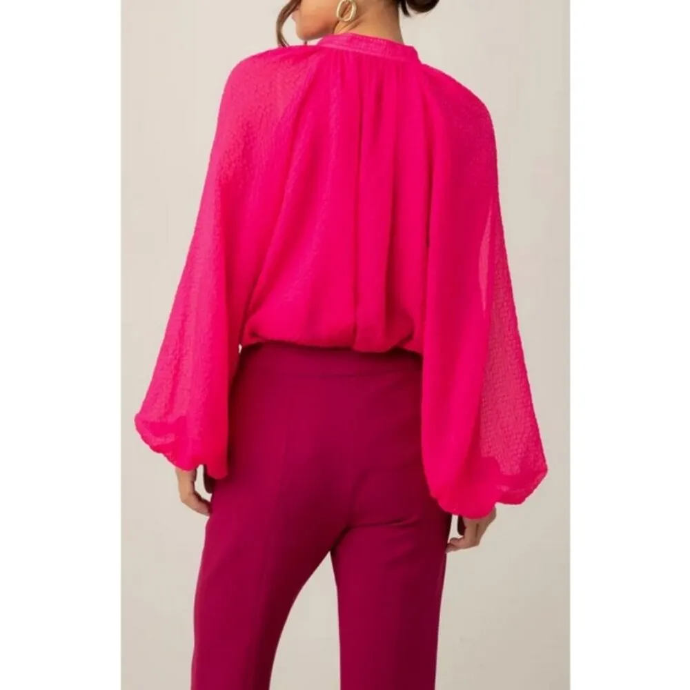 💕TRINA TURK💕 Strong Gauze Button-Up Top ~ Radio City Rose Medium NWOT - Image 7