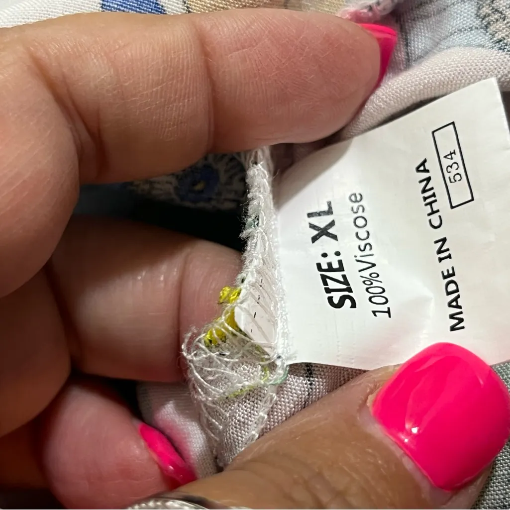 PRINTED FLORAL BOHO ROUND NECK PUFF BUBBLE SLEEVE WOMEN XL LIME‎ MULTICOLOR - Image 4