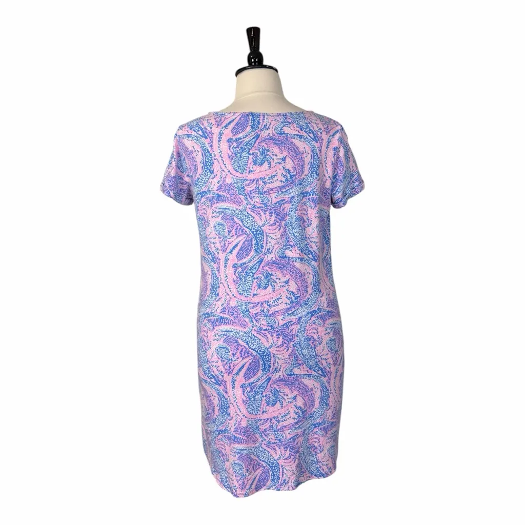 Lilly Pulitzer Short Sleeve Tammy Dress Pink Blue Alligator Women’s Size XL - Image 5