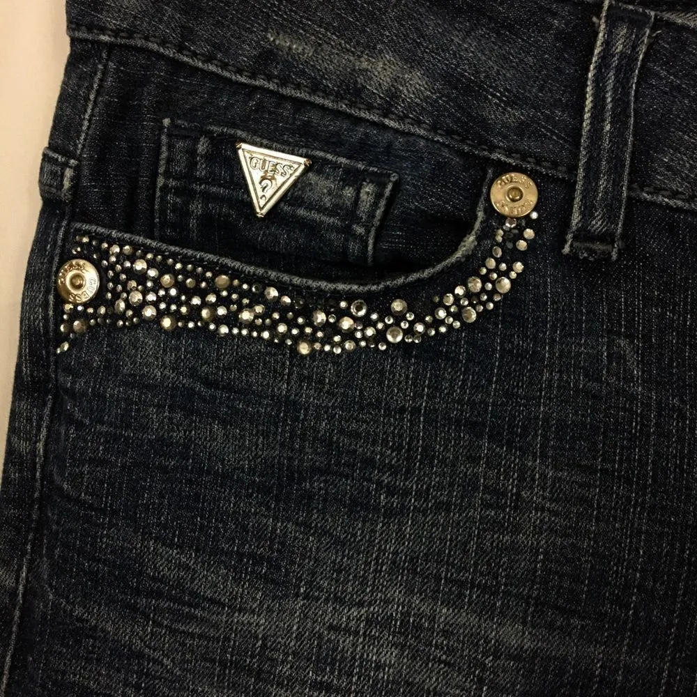 Vintage Guess Daredevil Rhinestone Bootcut Jeans Size 27 - Image 3