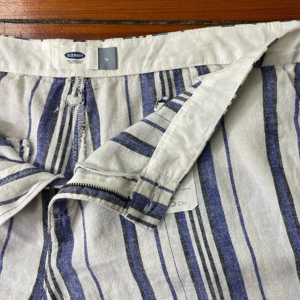 NWT Old Navy Linen Blend Striped Shorts Beach Lightweight Breathable ~ Sz 14 💚🍄 - Image 3