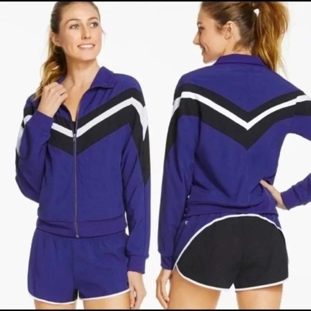 Fabletics  Augustus Striped Chevron Athletic Zip Up Bomber Jacket - Image 3