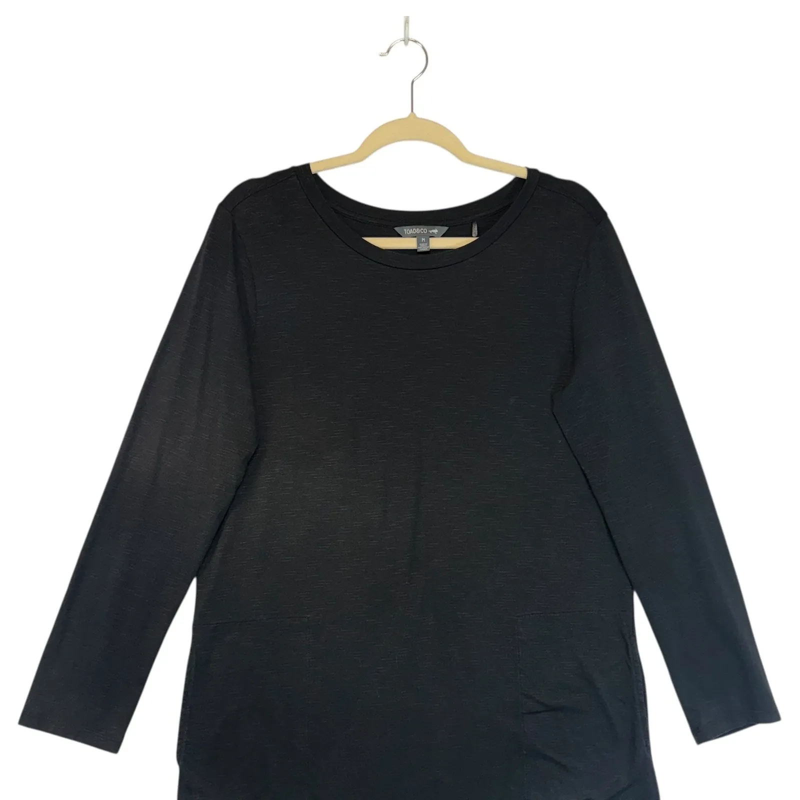 TOAD & CO Black Long Sleeve Pocket Dress Classic Old Money Soft Size M - Image 4