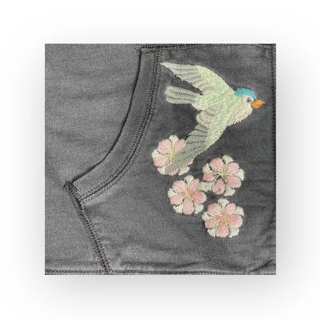 Rare: Y2K Lucky Brand ⚘ Hummingbird Embroidery Zip Hoodie ⚘ Charcoal Pink Small - Image 6